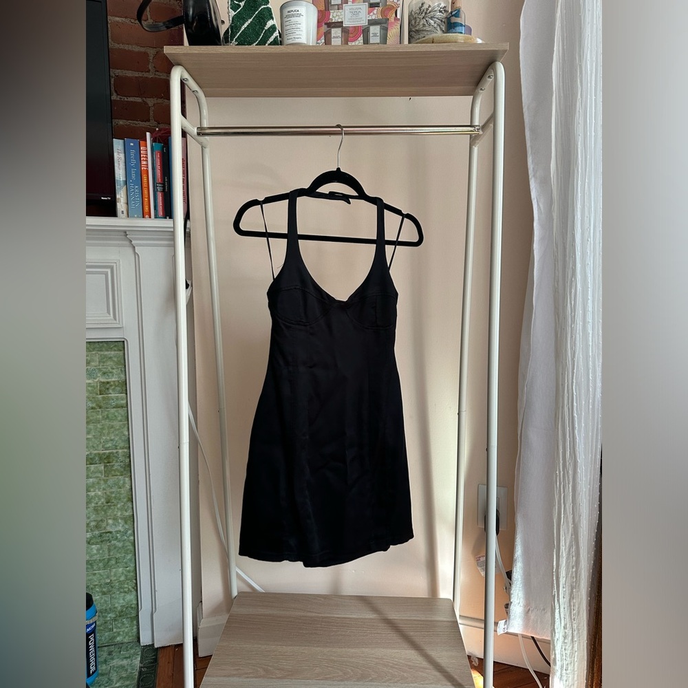 Zara halter silk black mini dress
